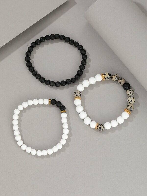 Bracelet tressé blanc & noir Homme