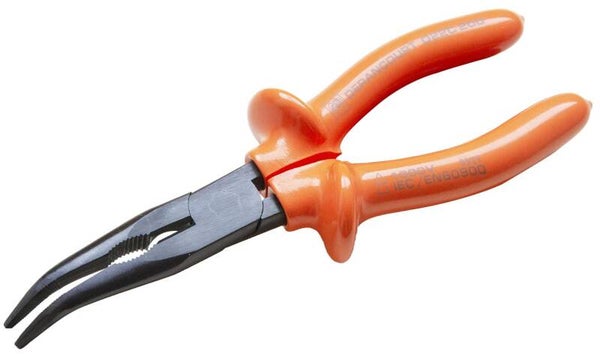 Pince demi ronde coudée becs longs isolée Derancourt