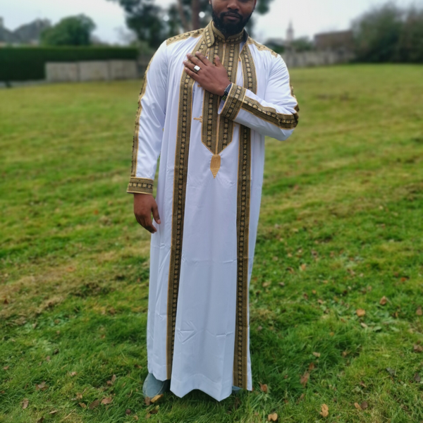 Djellaba Kandzou Blanc & Or