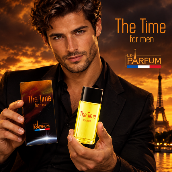 Franse Heren Parfum - The Time - een heerlijke frisse geur met Sinaasappel - Geranium en Eikenmos.