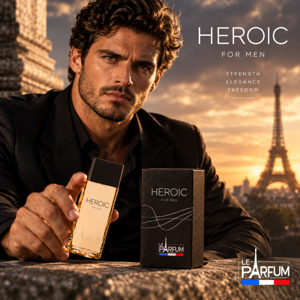 Franse Heren Parfum - Heroic - een heerlijke fruit/houtachtige geur - met Kardemom - Salie - Amber