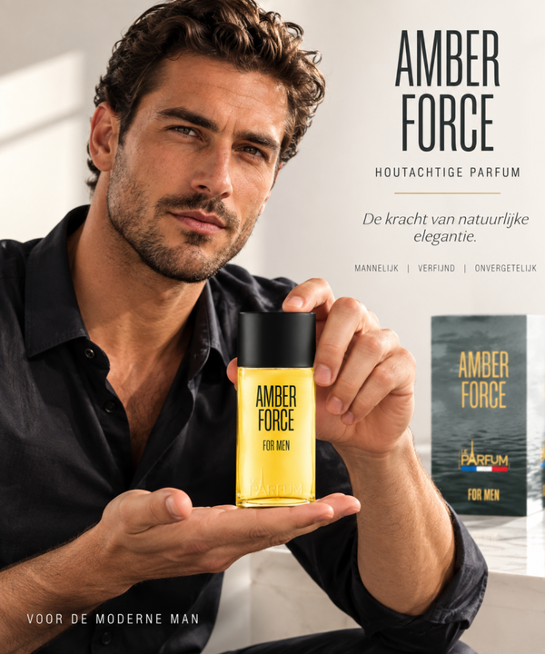 Franse Heren Parfum - Amber Force - een heerlijke Houtachtige Eau de Toilette met Bergamot - Salie en Sandelhout