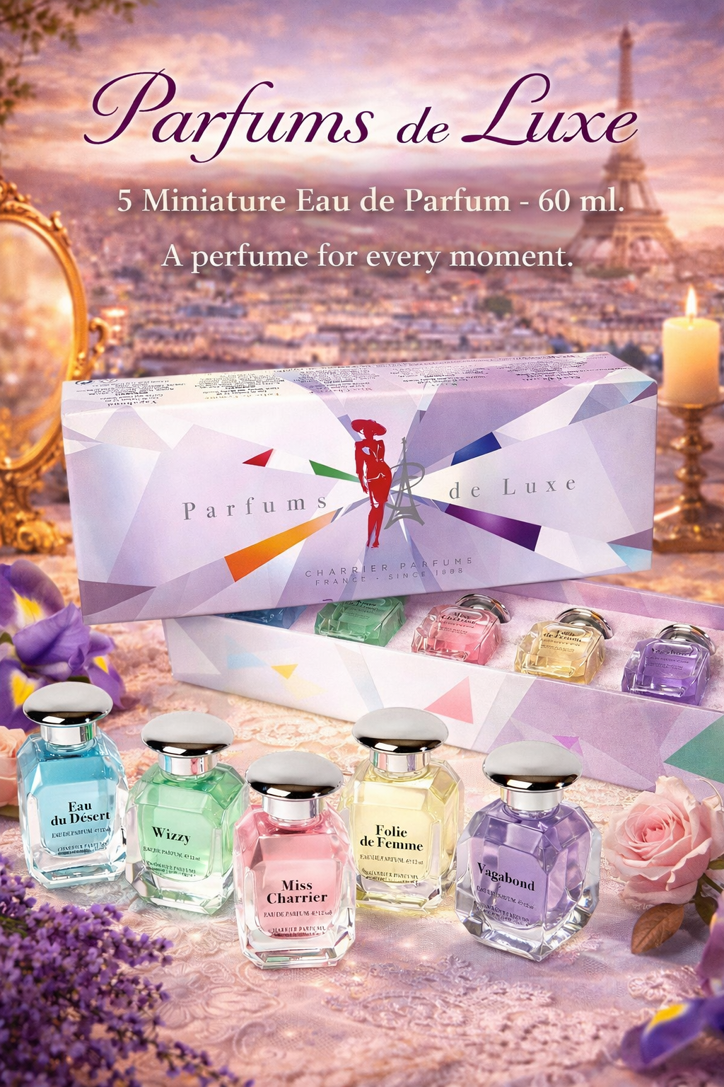 Parfums de Luxe - Franse Eau de Parfum Miniaturen - 5 klassieke miniaturen ( 5 x 12 ml)