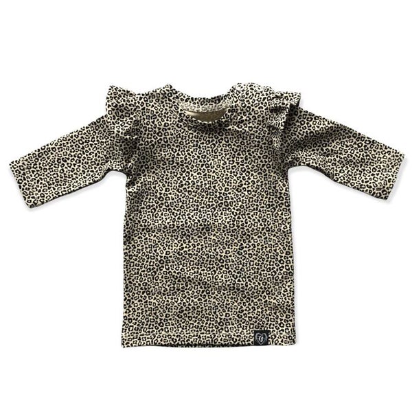 Panther sand mini ruffle shirtdress