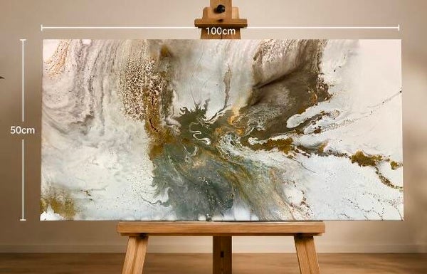 Acrylic Pour Canvas - Golden Horizon