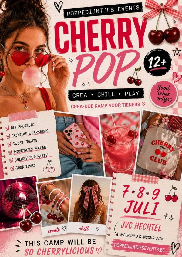 Cherry POP Crea-Doe reservatie inschrijving +12JR