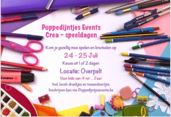 Crea & speeldagen 24-25 Juli * Vanaf 3 Jaar