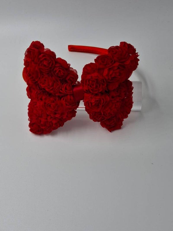 Diadeem met grote strik roosjes