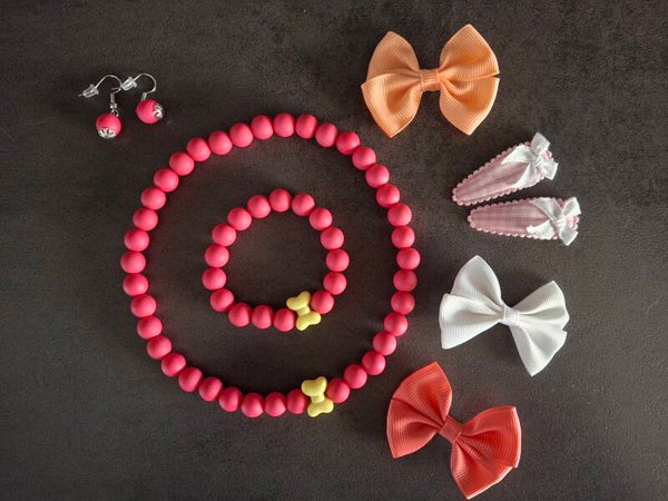 Setje acryl fuchsia yellow