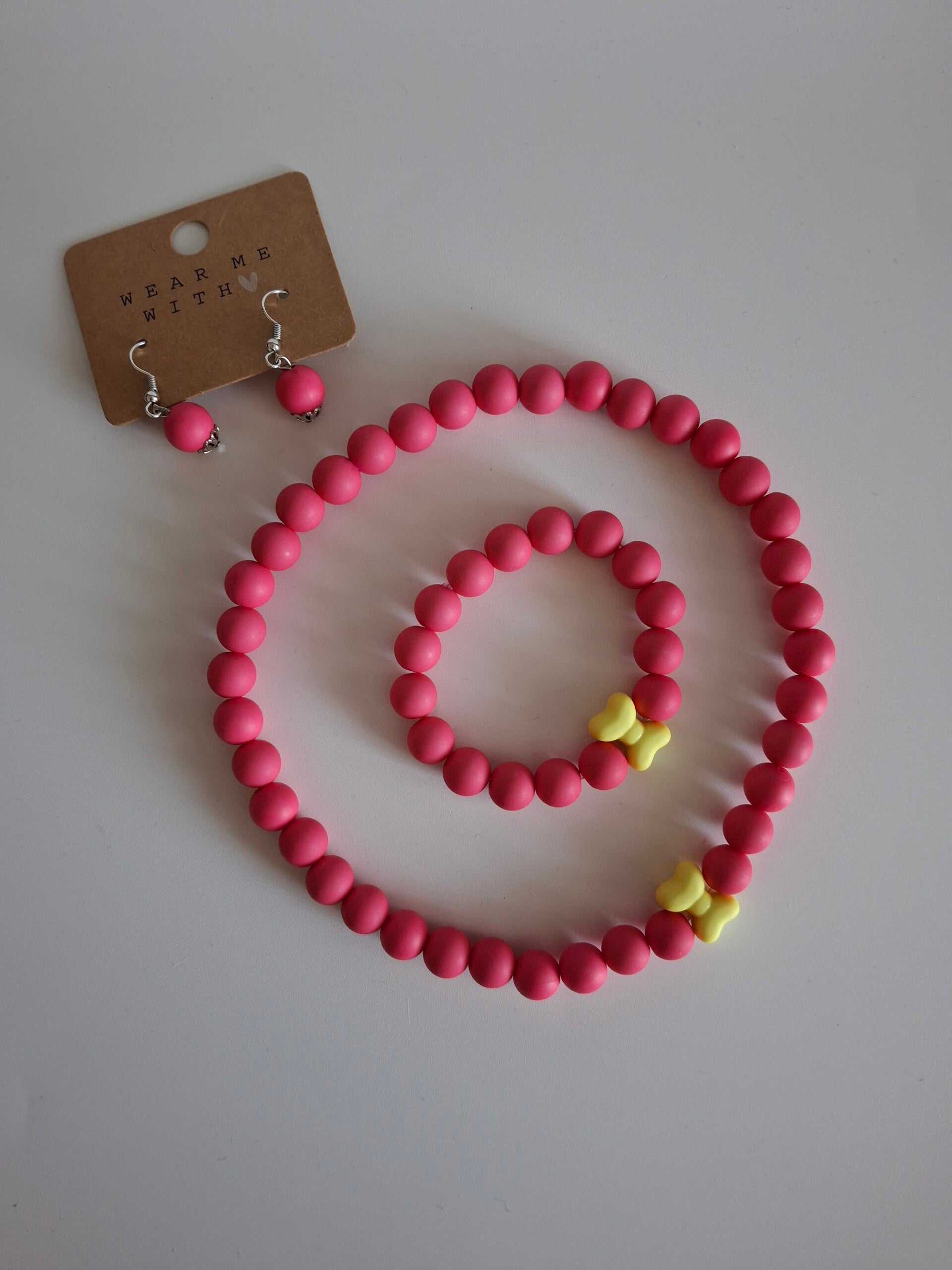 Setje acryl parels roze yellow