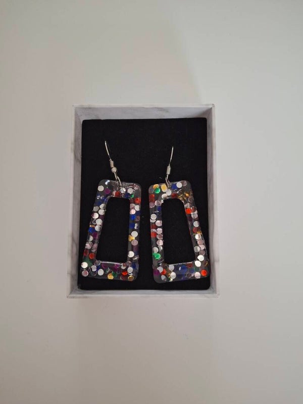Oorhangers epoxy confetti