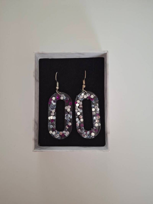 Oorhangers epoxy confetti