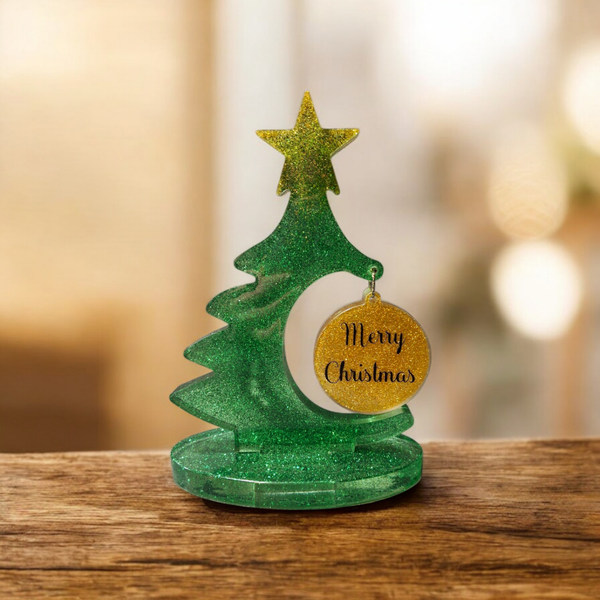 Kerstboom met kerstbal merry christmas epoxy