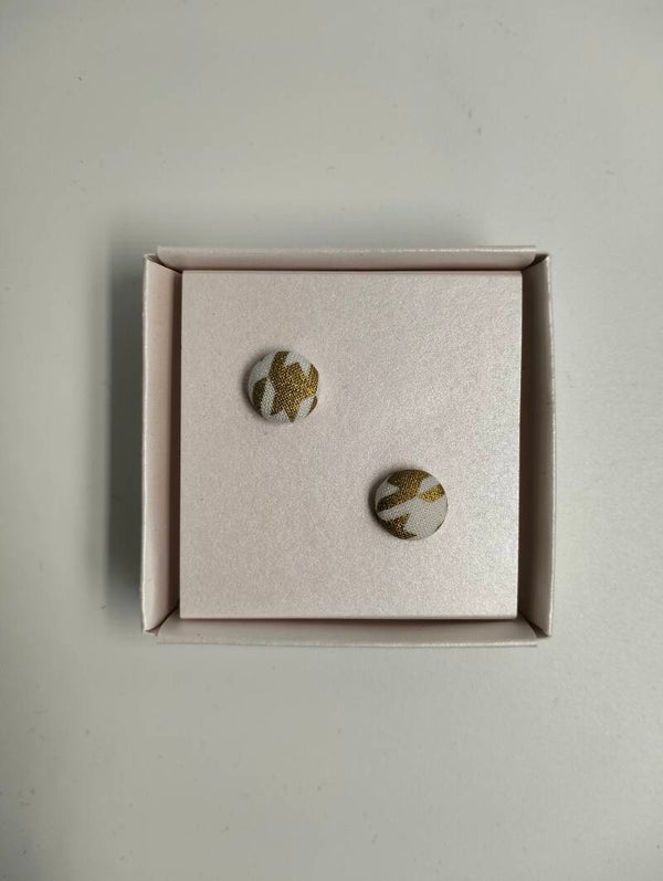 Oorbellen met stof 'White/Gold'