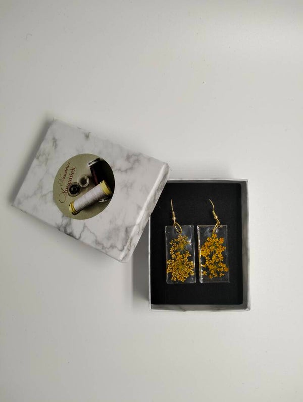Oorhangers Epoxy Hars 'Yellow Flowers'