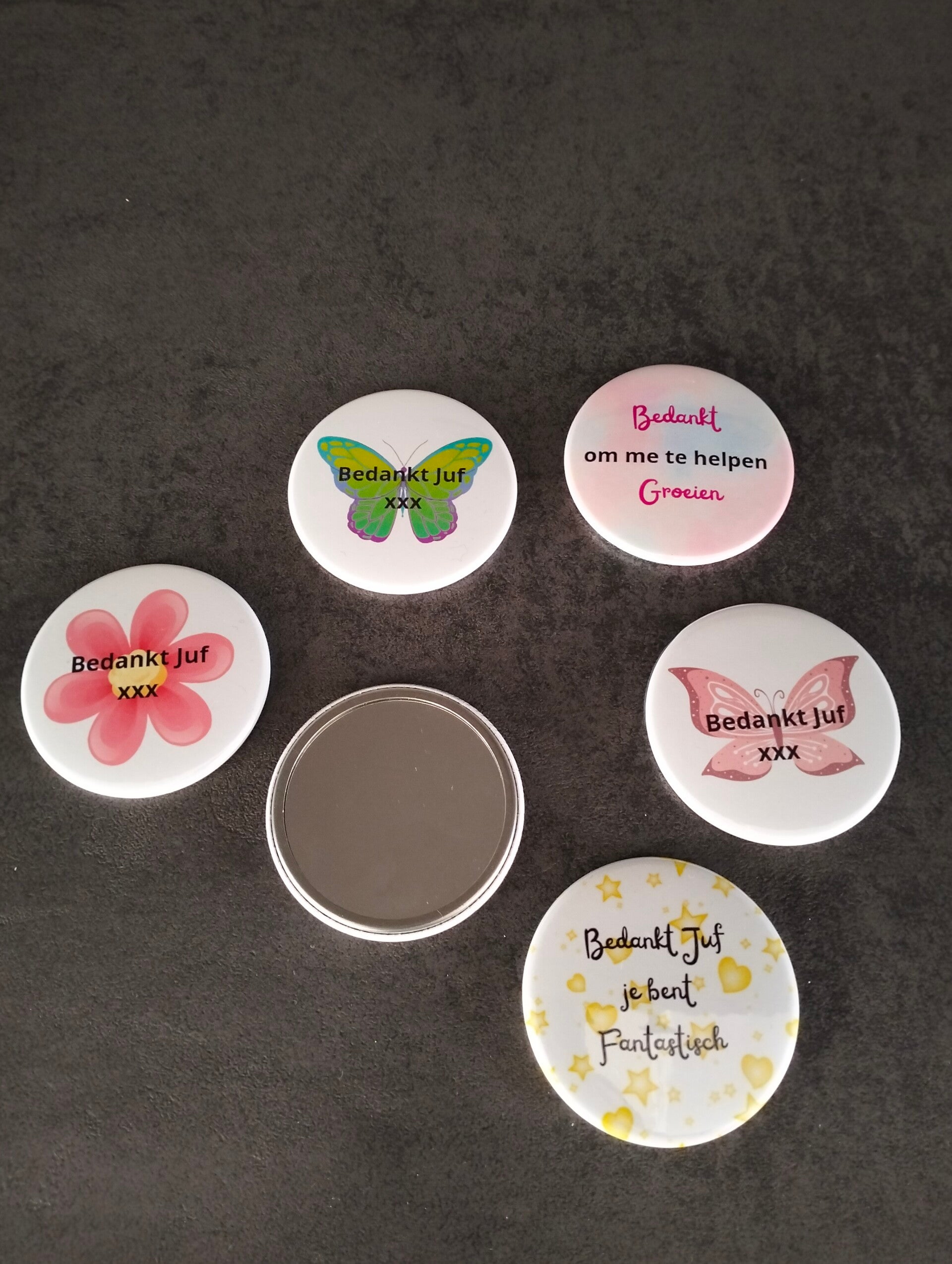 Handspiegeltjes ' Bedankje Juf '