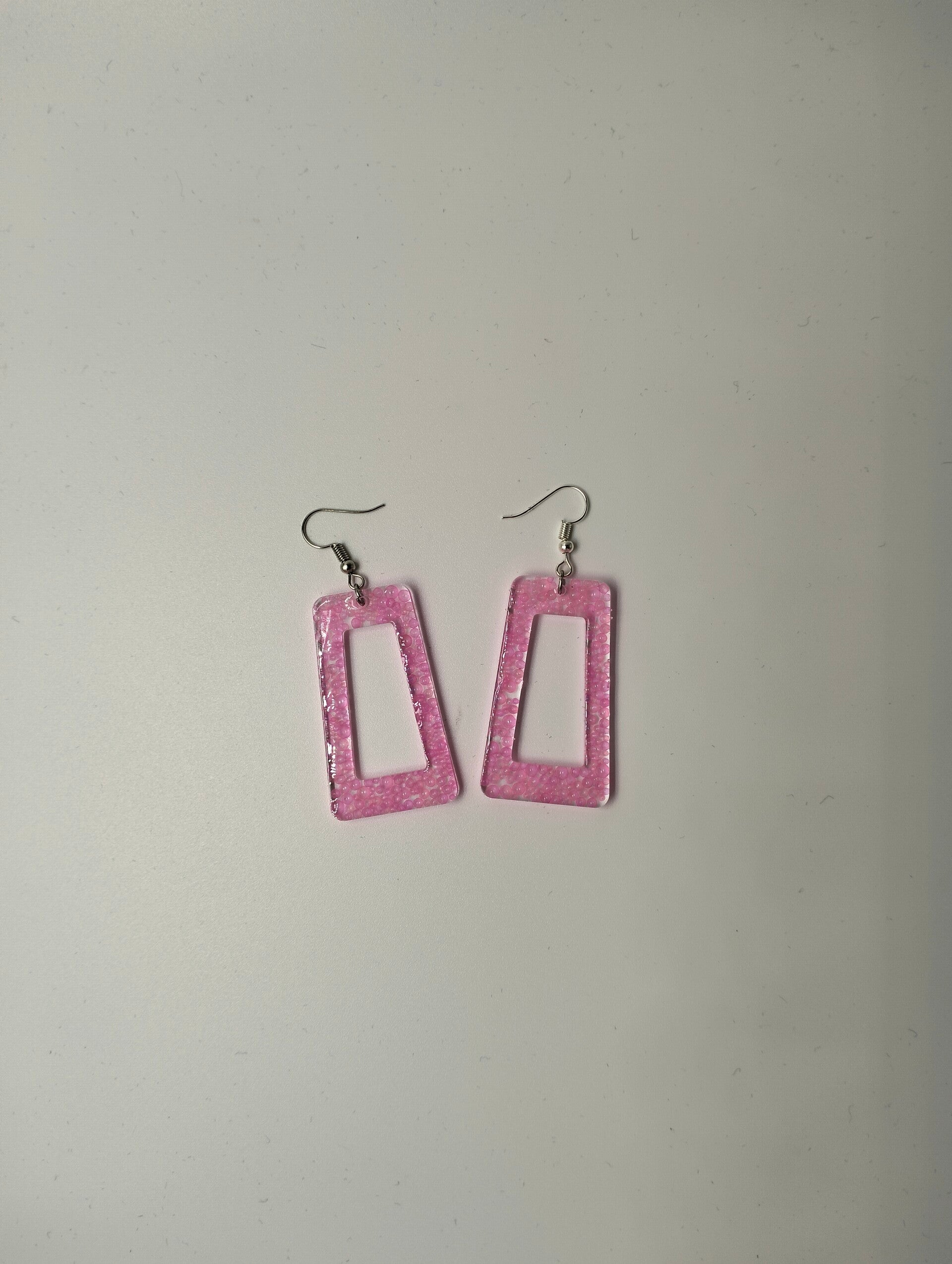 Oorhangers epoxy 'Pink/Glitter