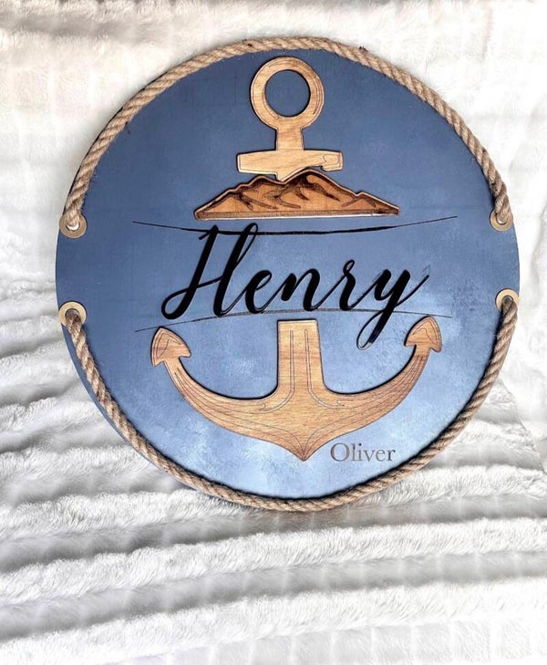 Nautical nursery sign with baby name