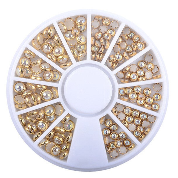 1 Nail-Art Rondell / Display super schön Nailart Dekoration Perlen weiß gold