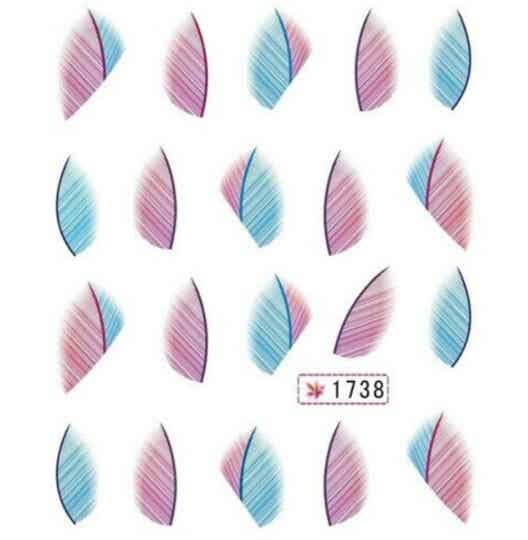 1 Bogen Nailart Sticker Wasseraufkleber Nail Art Tattoos Feder Bunt