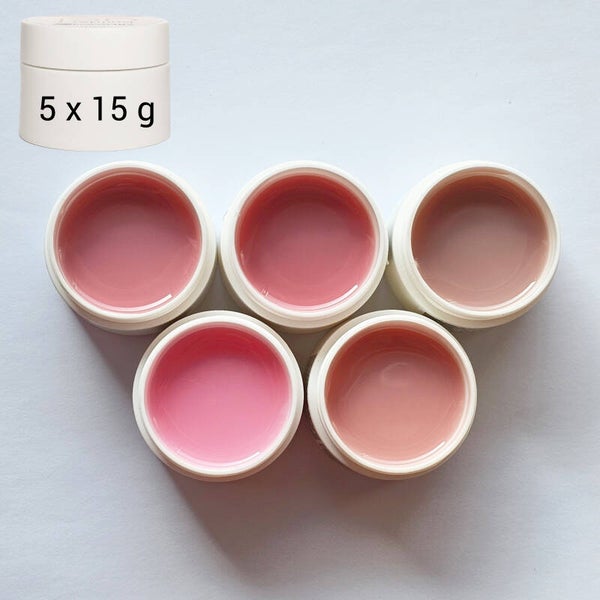 5 x 15 g UV/LED Cover Gel Set / Make-Up / Camouflage Gel Set - Super Studio Qualität
