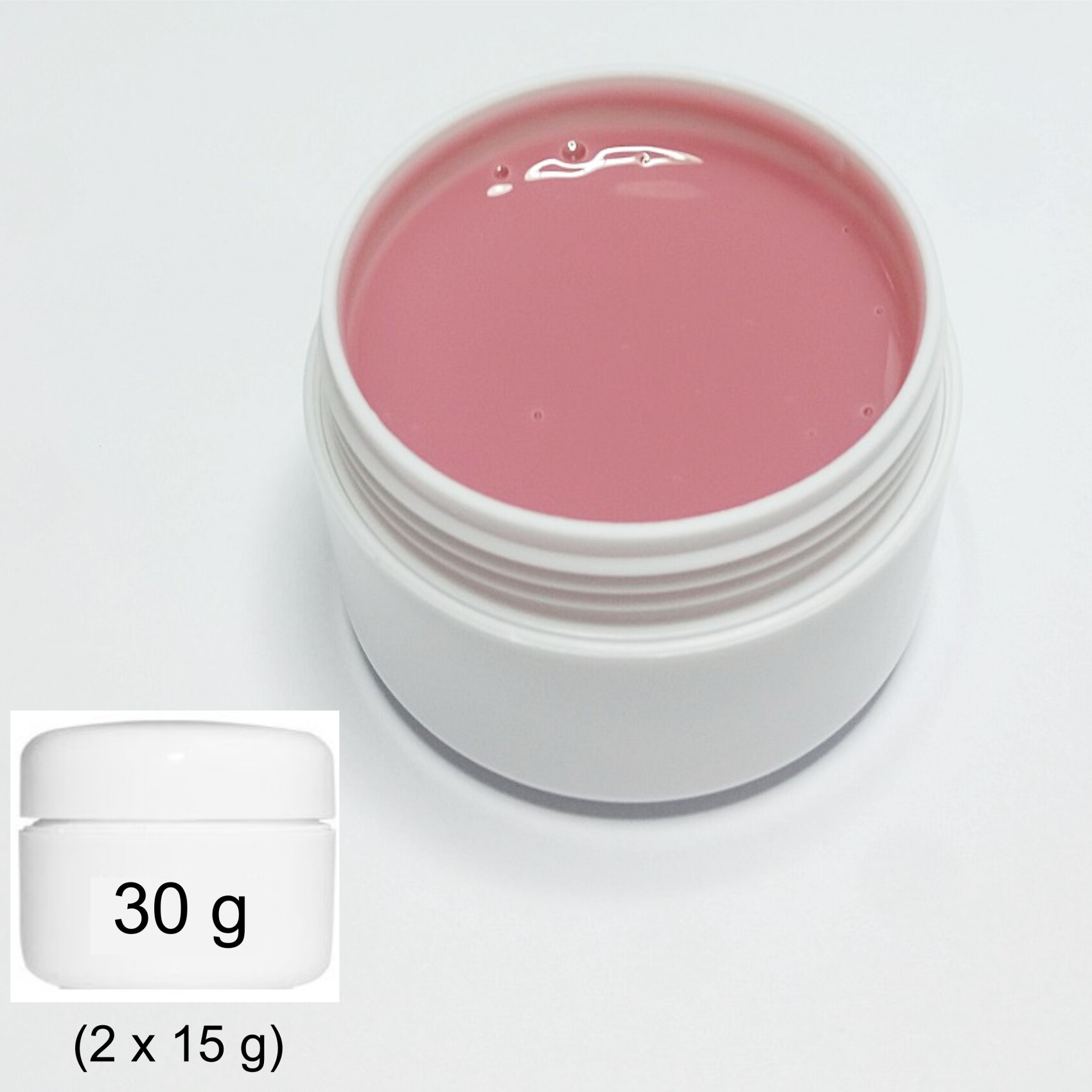 30 g = 2 x 15 g UV/LED 1-Phasen Camouflage Gel, Make Up Gel Cover Medium, Mittelviskos