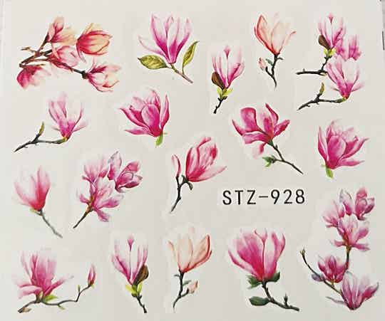 1 Bogen Nailart Sticker Wasseraufkleber Nail Art Tattoos Magnolie Blumen