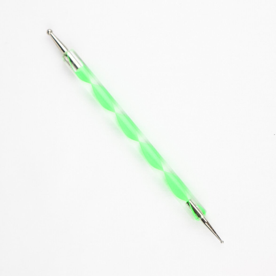 1 Spotswirl / 2-Seitiges Dotting Tool für Nail Art mit druchsichtig-grünem Griff