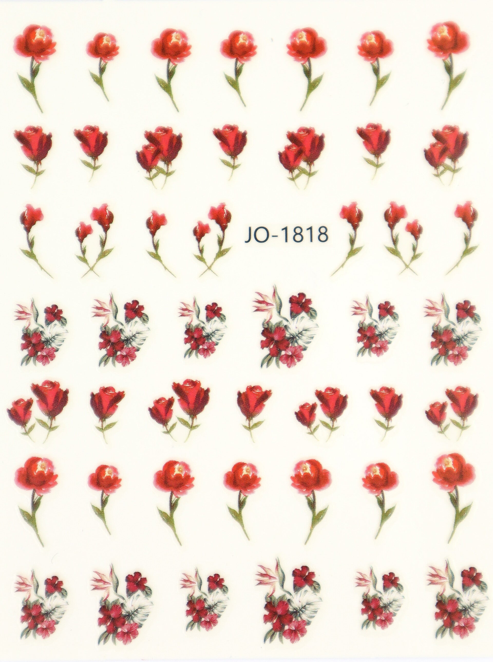 Nailart Sticker/Nägel Aufkleber rote Blumen: Rosen, Nelken, Amaryllis, Calla