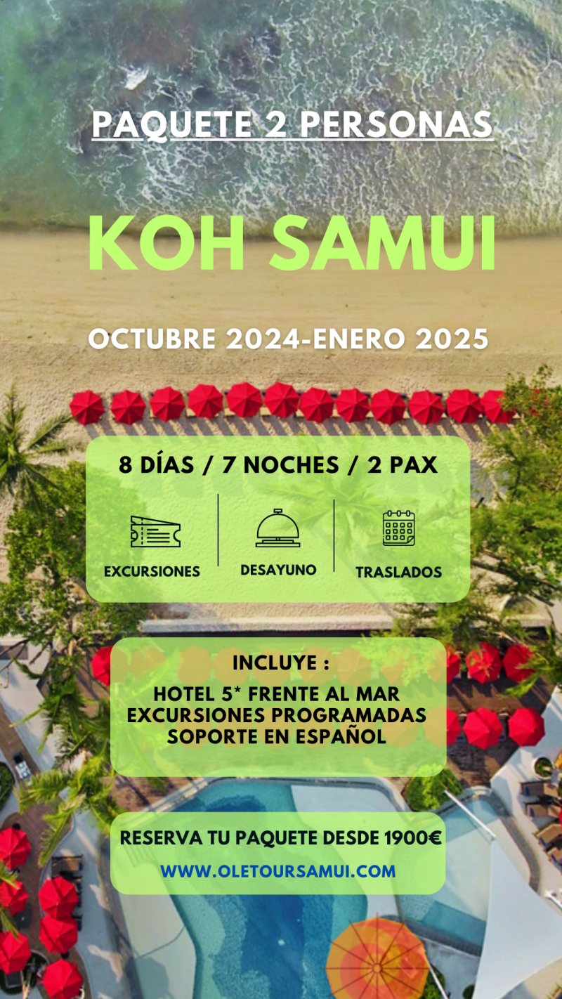 Combo 8 días 7 noches en Koh Samui en alojamiento 5* primera linea desde 2042€