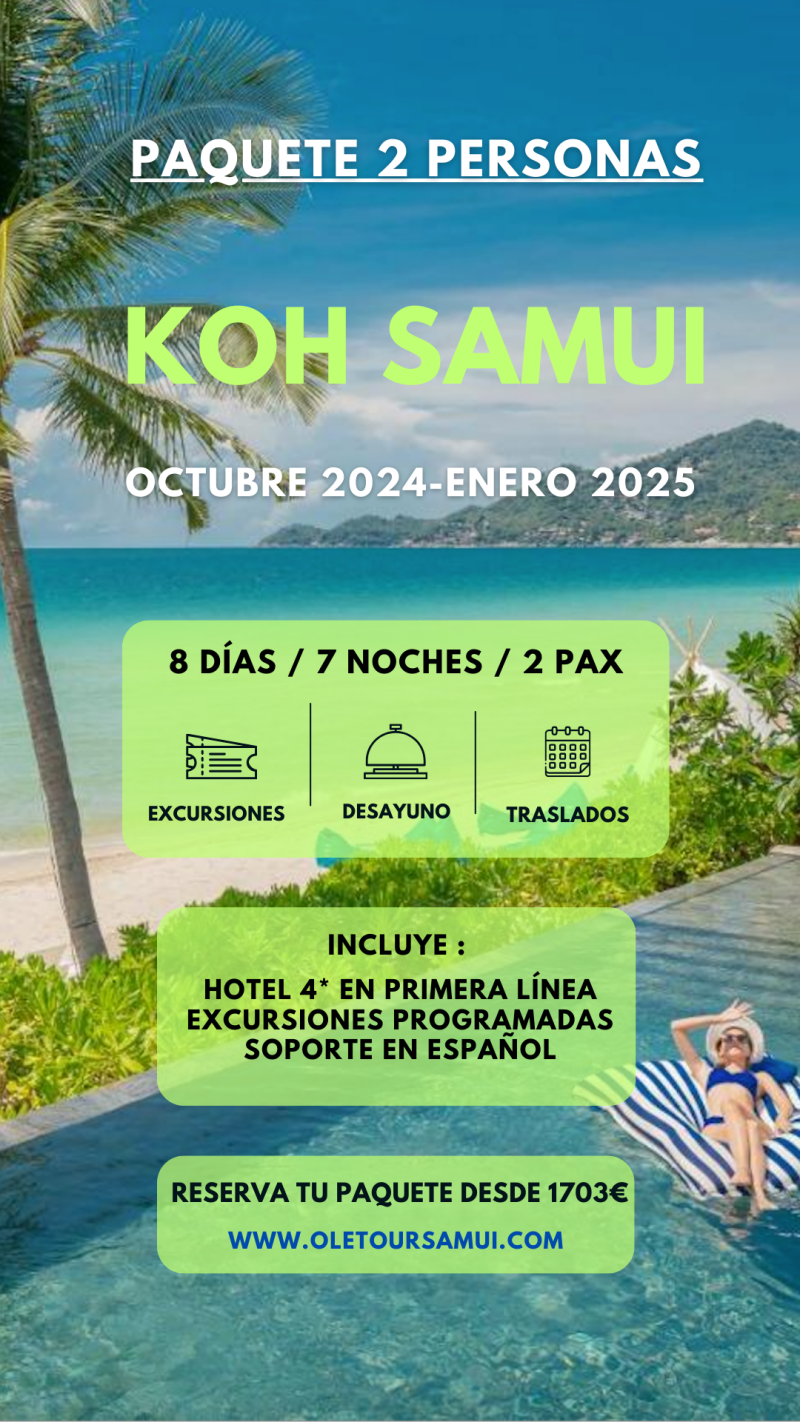 Combo 8 días 7 noches en Koh Samui en alojamiento 4* primera linea desde 1703€