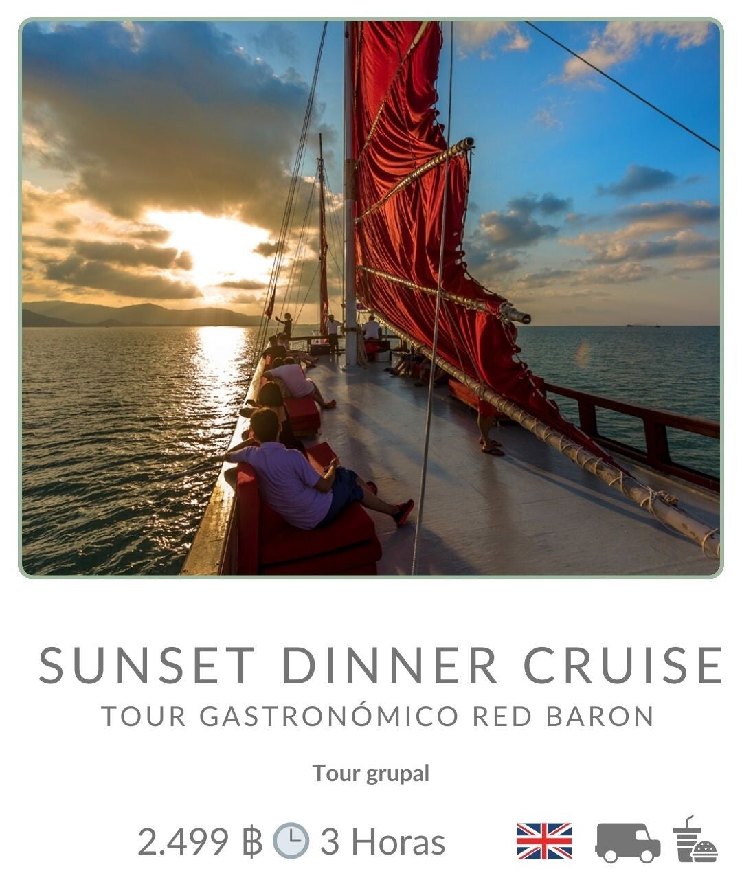 cena crucero alatardecer en Koh Samui