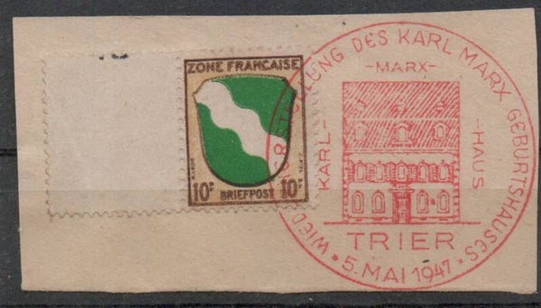 b35- französische Zone Nr. 5 mit SST Trier gestempelt/ o