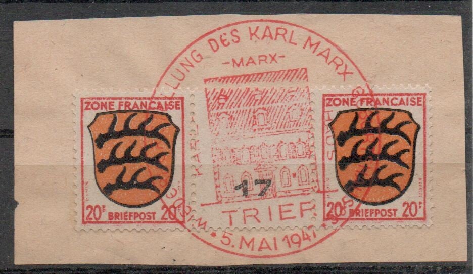 b38- französische Zone Nr. ZW 8 mit SST Trier gestempelt/ o