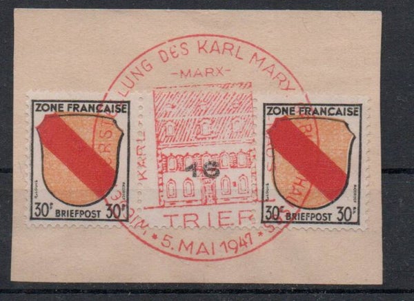 b40- französische Zone Nr. ZW 10 mit SST Trier gestempelt/ o