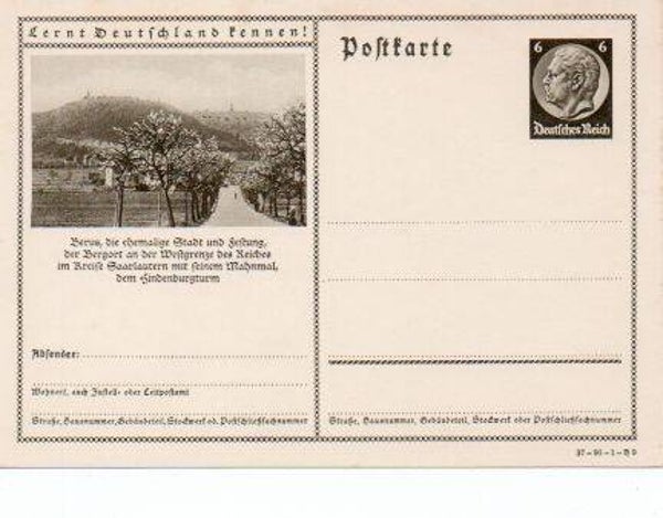 d1050-Deutsches Reich Bildpostkarte P236/ 37-96-1-B9 ungebraucht/ *