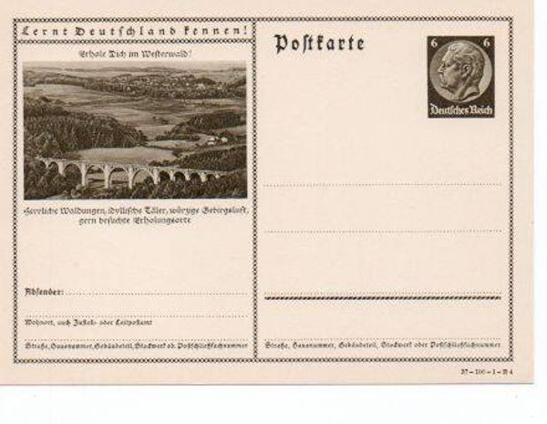d1069-Deutsches Reich Bildpostkarte P236/ 37-100-1-B4 ungebraucht/ *