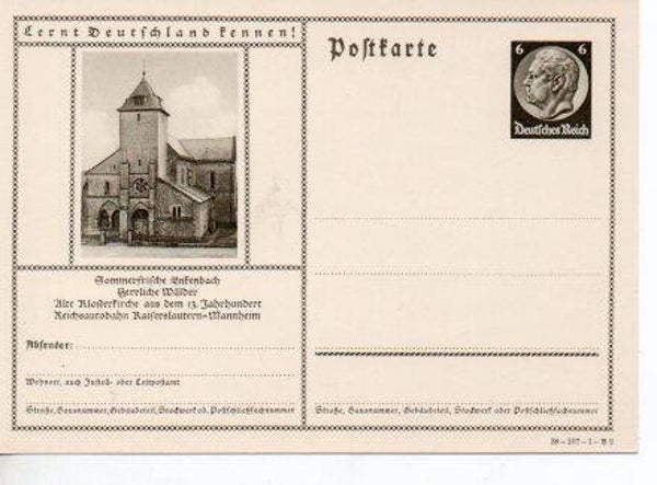 d1134-Deutsches Reich Bildpostkarte P236/ 38-107-1-B2 ungebraucht/ *