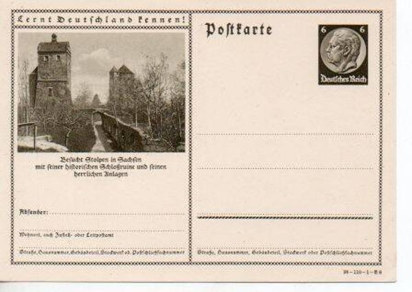 d1165-Deutsches Reich Bildpostkarte P236/ 38-110-1-B8 *