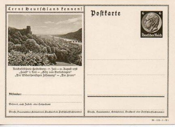 d1175-Deutsches Reich Bildpostkarte P236/ 38-112-1-B1 *