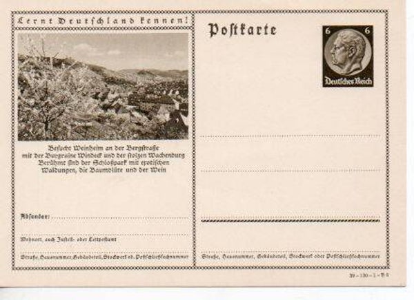 d1372-Deutsches Reich Bildpostkarte P236/ 39-130-1-B6 ungebraucht/ *