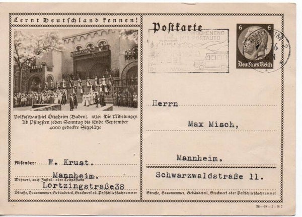 d2085-Deutsches Reich Bildpostkarte P236/ 36-68-1-B7 gelaufen/ o