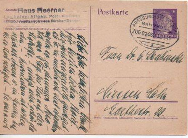 d2153-Deutsches Reich Ganzsache P299I gelaufen/ o