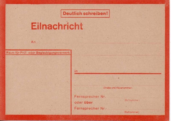 Deutsches Reich Eilnachricht I 2. ungebraucht/ *
