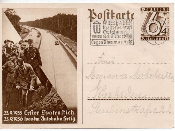 d2213-Deutsches Reich Ganzsache P263 gelaufen/ o