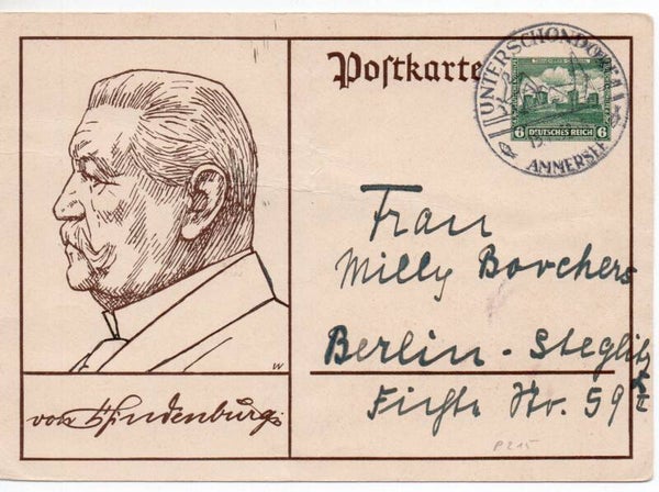 d2237-Deutsches Reich Ganzsache P215 gelaufen/ o