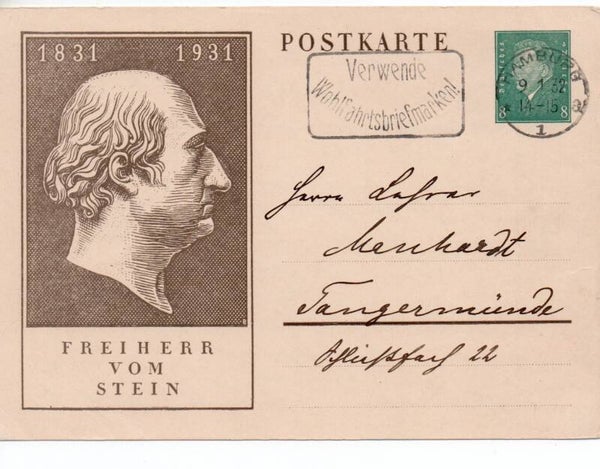 Deutsches Reich Ganzsache P193 gelaufen/ o