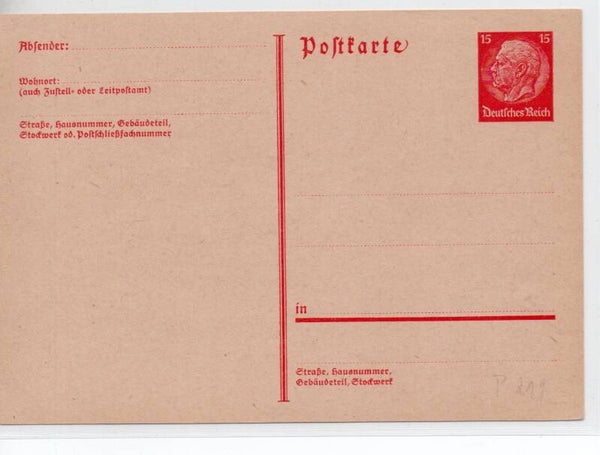 Deutsches Reich Ganzsache P219 I ungebraucht/ *