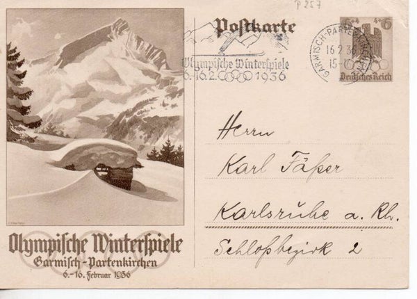 Deutsches Reich Ganzsache P257 mit SST gelaufen/ o