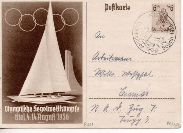 Deutsches Reich Ganzsache P261 mit SST gelaufen/ o